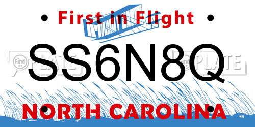 SS6N8Q North Carolina License Plate