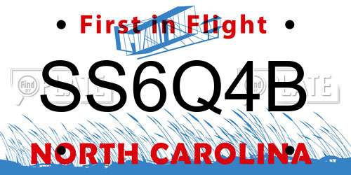 SS6Q4B North Carolina License Plate