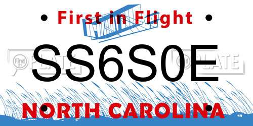 SS6S0E North Carolina License Plate
