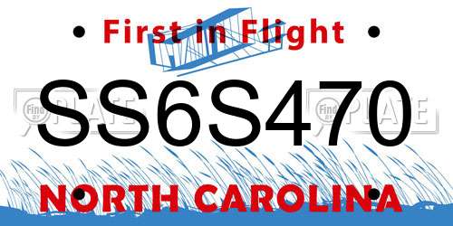 SS6S470 North Carolina License Plate