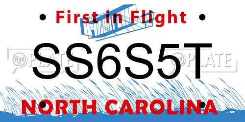 SS6S5T North Carolina License Plate