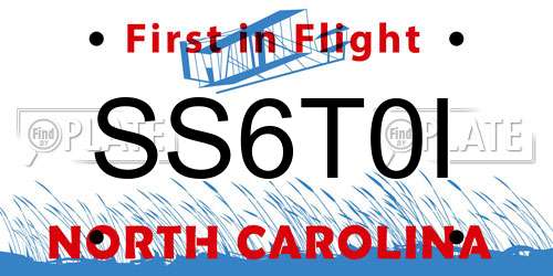 SS6T0I North Carolina License Plate