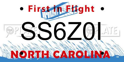SS6Z0I North Carolina License Plate
