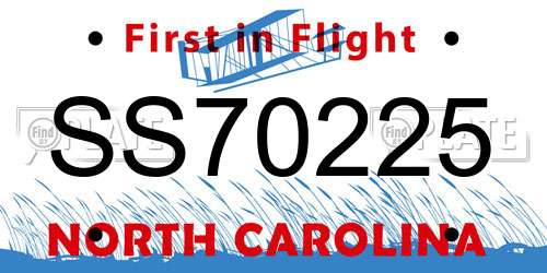 SS70225 North Carolina License Plate