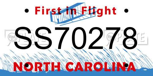 SS70278 North Carolina License Plate