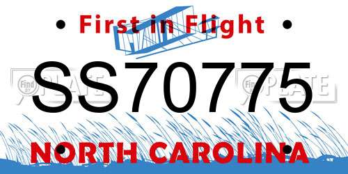 SS70775 North Carolina License Plate