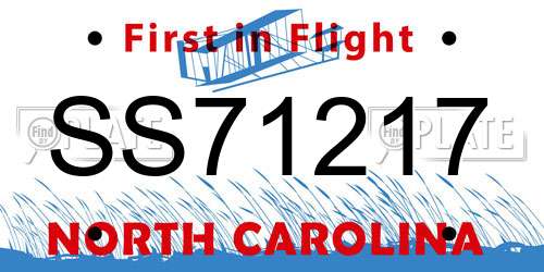 SS71217 North Carolina License Plate