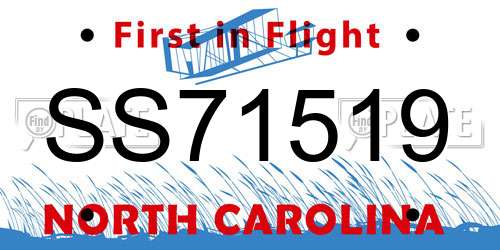 SS71519 North Carolina License Plate