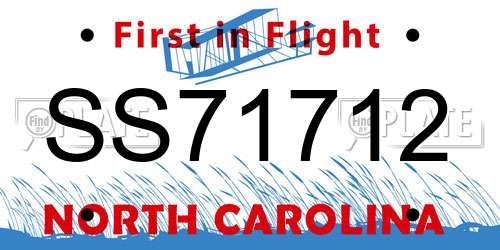 SS71712 North Carolina License Plate