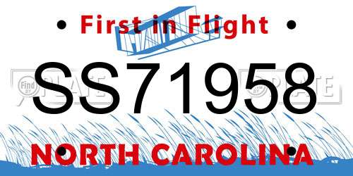 SS71958 North Carolina License Plate