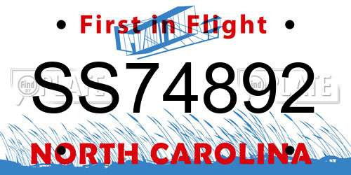 SS74892 North Carolina License Plate