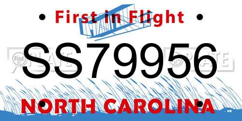 SS79956 North Carolina License Plate