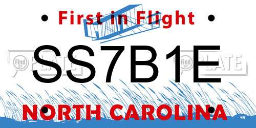 SS7B1E North Carolina License Plate