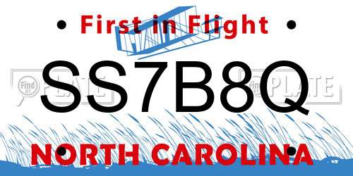 SS7B8Q North Carolina License Plate