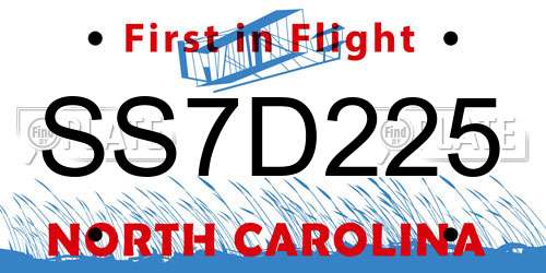 SS7D225 North Carolina License Plate