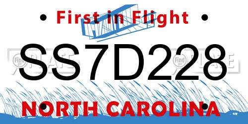 SS7D228 North Carolina License Plate