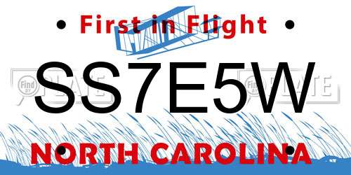 SS7E5W North Carolina License Plate