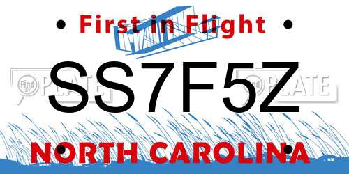 SS7F5Z North Carolina License Plate
