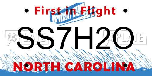 SS7H2O North Carolina License Plate
