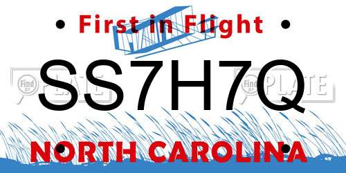 SS7H7Q North Carolina License Plate