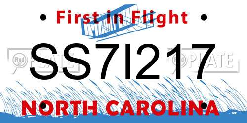 SS7I217 North Carolina License Plate