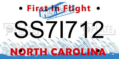SS7I712 North Carolina License Plate