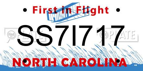 SS7I717 North Carolina License Plate