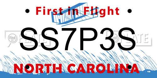 SS7P3S North Carolina License Plate