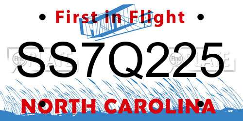 SS7Q225 North Carolina License Plate