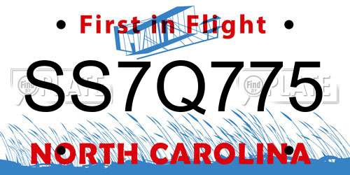 SS7Q775 North Carolina License Plate