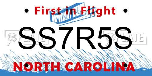 SS7R5S North Carolina License Plate
