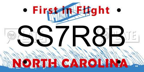 SS7R8B North Carolina License Plate