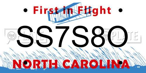 SS7S8O North Carolina License Plate