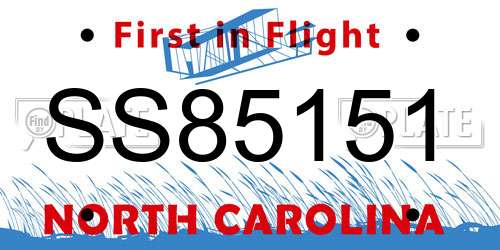 SS85151 North Carolina License Plate