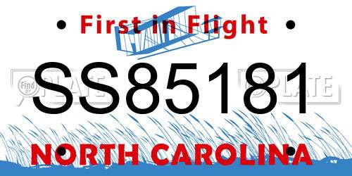 SS85181 North Carolina License Plate