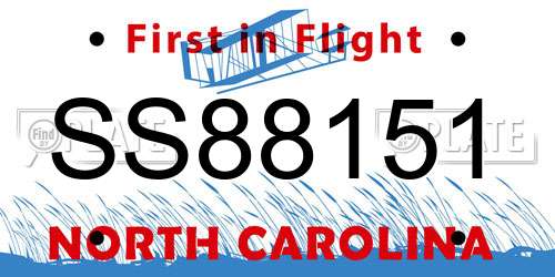 SS88151 North Carolina License Plate