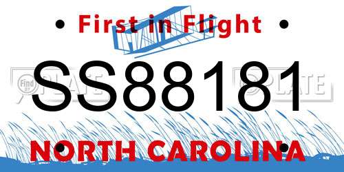 SS88181 North Carolina License Plate