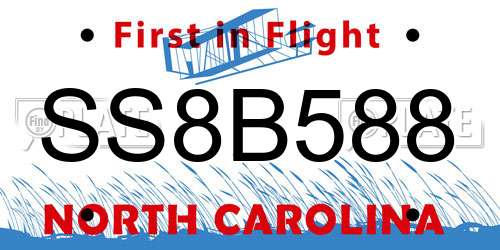 SS8B588 North Carolina License Plate