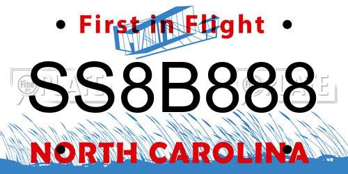 SS8B888 North Carolina License Plate