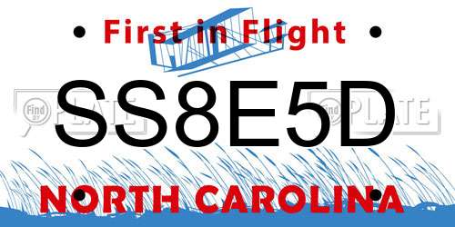 SS8E5D North Carolina License Plate