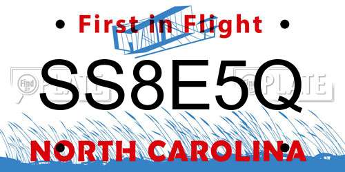 SS8E5Q North Carolina License Plate