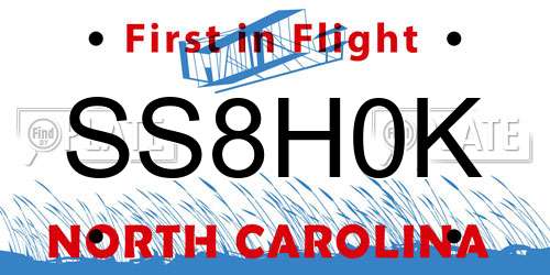 SS8H0K North Carolina License Plate
