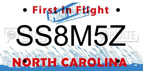 SS8M5Z North Carolina License Plate