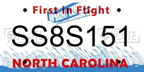SS8S151 North Carolina License Plate