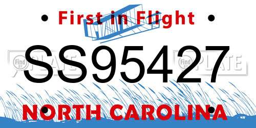 SS95427 North Carolina License Plate