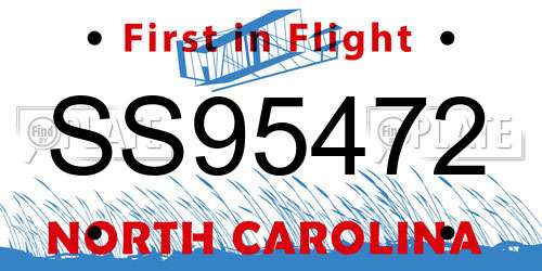 SS95472 North Carolina License Plate