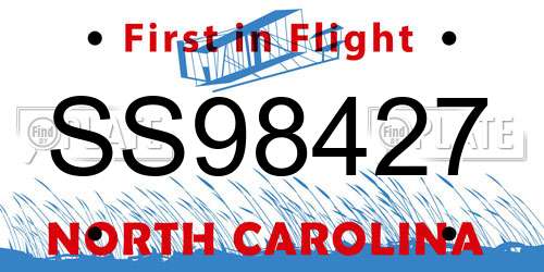 SS98427 North Carolina License Plate