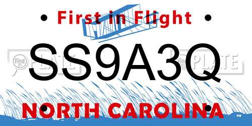SS9A3Q North Carolina License Plate
