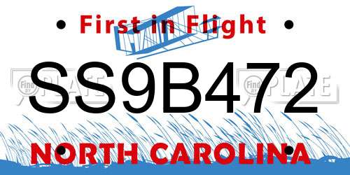 SS9B472 North Carolina License Plate