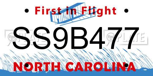 SS9B477 North Carolina License Plate